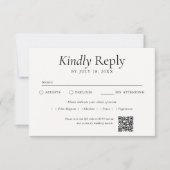 QR Code Foto Off White RSVP Kaartje (Voorkant)
