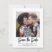 QR-code foto-overlay eenvoudig modern script bruil Save The Date (Voorkant)
