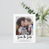 QR-code foto-overlay eenvoudig modern script bruil Save The Date (Staand voorkant)