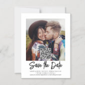 QR-code foto-overlay moderne trouwdatum "save the Magnetische Uitnodiging (Voorkant)