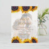 QR-code foto overlay zonnebloem alles in één bruil Kaart (Staand voorkant)