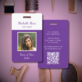 QR-code Foto Paarse Hair Stylist Beauty Salon Badge