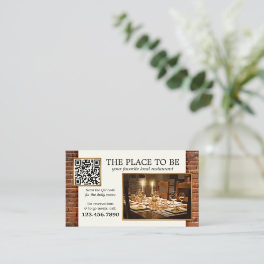 QR Code Foto Restaurant Visitekaartje (Staand voorkant)