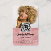 QR Code Foto Roze Moderne Loyaliteit Sjabloon Visitekaartje (Voorkant)