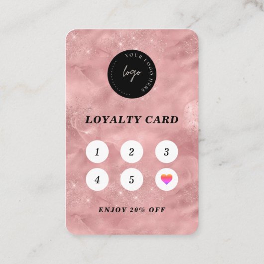 QR Code Foto Roze Moderne Loyaliteit Sjabloon Visitekaartje (Achterkant)