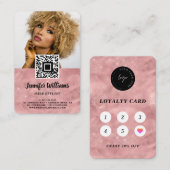 QR Code Foto Roze Moderne Loyaliteit Sjabloon Visitekaartje (Voorkant / Achterkant)