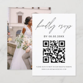 QR-code Foto RSVP Minimalistische bruiloft Website Kaartje