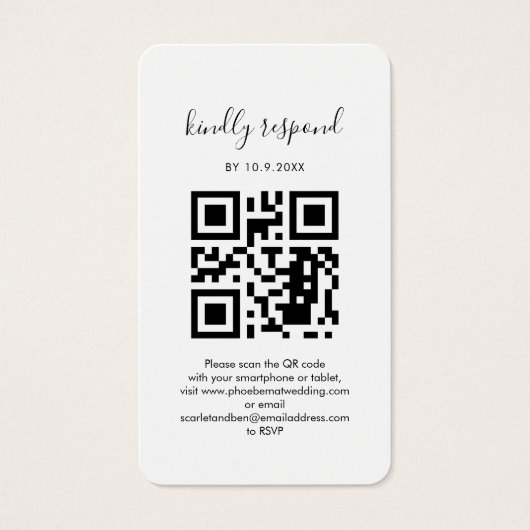 QR Code Foto RSVP Wedding Website Kaart (Voorkant)