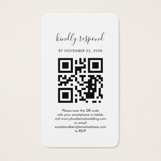 QR Code Foto RSVP Wedding Website Kaart (Voorkant)