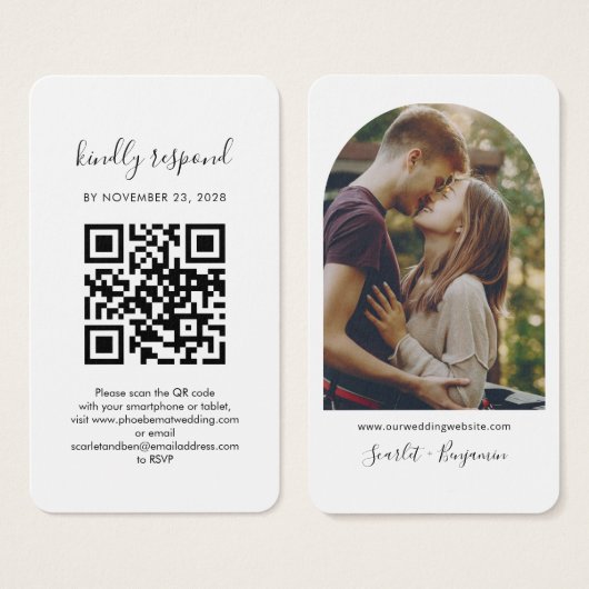 QR Code Foto RSVP Wedding Website Kaart (Voorkant /achterkant)