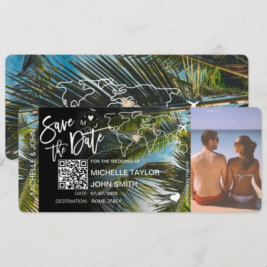 QR Code Foto Save the Date Boordpas Uitnodiging (Voorkant / Achterkant)