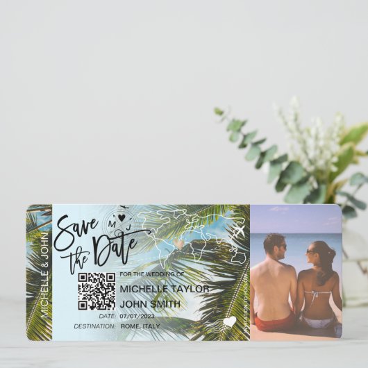 QR-code Foto Save the Date instapkaart  Kaart (Staand voorkant)