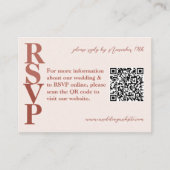 QR-code Foto Terracotta Modern Wedding RSVP Kaart (Voorkant)
