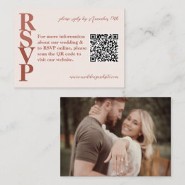 QR-code Foto Terracotta Modern Wedding RSVP Kaart