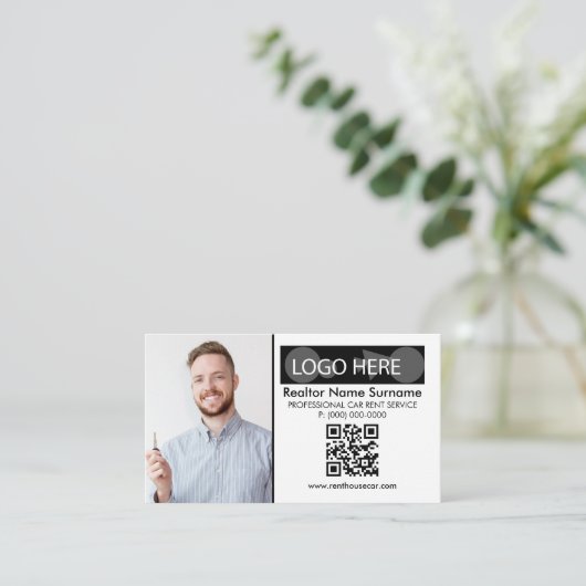 Qr-code Foto toevoegen Invoegen Logo Een auto hure Visitekaartje (Staand voorkant)