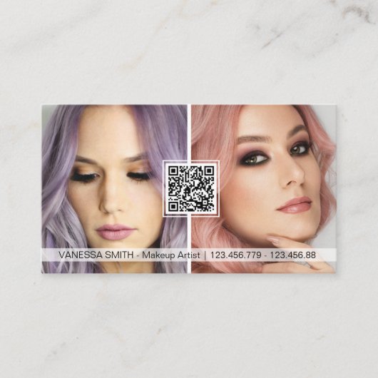 QR Code Foto-visitekaartjes voor make-up artiest Visitekaartje (Voorkant)