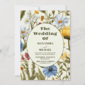 QR Code Foto Whimsical Wildflower Meadow Bruiloft Kaart (Voorkant)