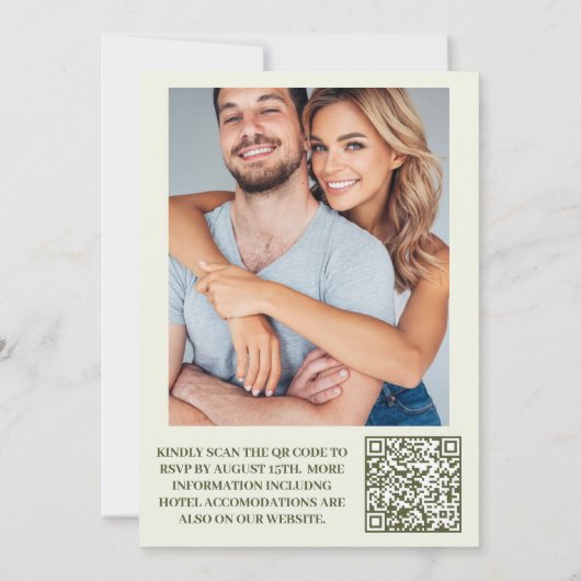 QR Code Foto Whimsical Wildflower Meadow Bruiloft Kaart (Achterkant)