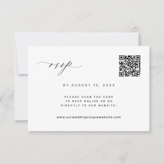 QR-code foto zwart-wit bruiloft RSVP Kaartje (Voorkant)