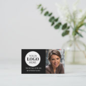 QR Code Foto Zwart Wit Logo Eenvoudig Visitekaartje (Staand voorkant)