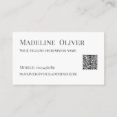 QR Code Foto Zwart Wit Logo Eenvoudig Visitekaartje (Achterkant)