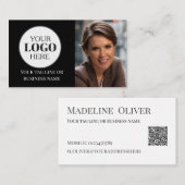 QR Code Foto Zwart Wit Logo Eenvoudig Visitekaartje (Voorkant / Achterkant)