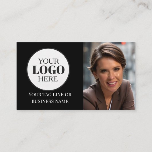 QR Code Foto Zwart Wit Logo Eenvoudig Visitekaartje (Voorkant)