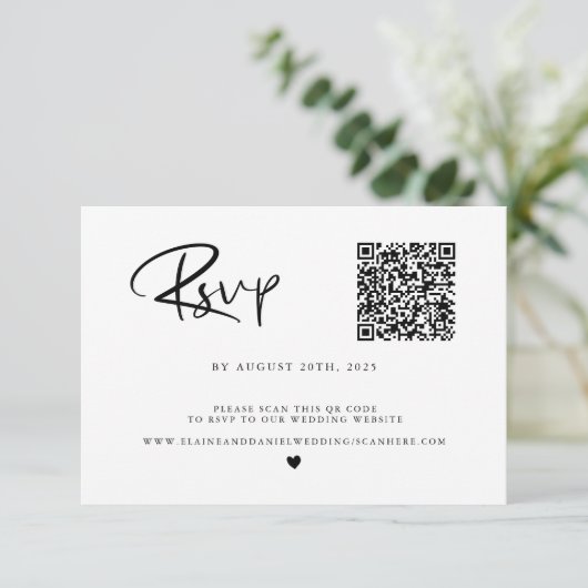 QR-code Foto zwart-wit RSVP Kaartje (Staand voorkant)
