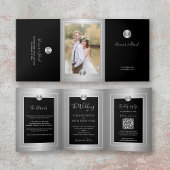 QR CODE foto zwart zilver alles in een trouwfeest Drieluik Aankondiging