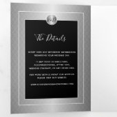 QR CODE foto zwart zilver alles in een trouwfeest Drieluik Aankondiging (Binnenzijde eerst)