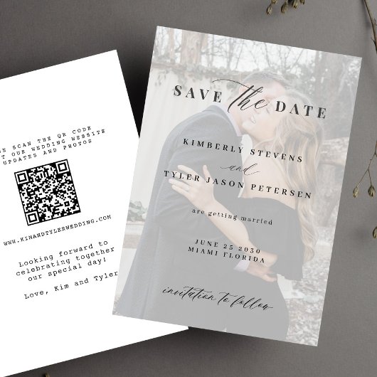QR CODE fotobedekking elegant modern huwelijk Save The Date