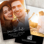 QR Code Fotobedekking Moderne bruiloft Save The Date<br><div class="desc">Stel het elegante gevoel voor je trouwdag in met dit moderne design. U kunt een QR code omvatten die gasten leidt aan uw trouwwebsite.</div>