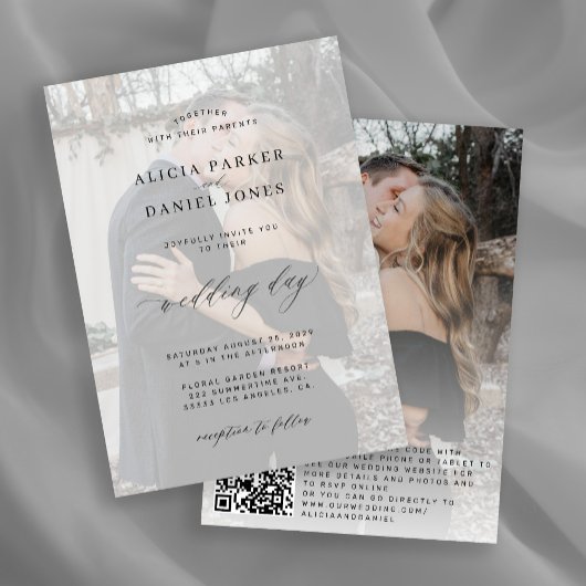 QR CODE fotobedekking moderne elegante bruiloft Kaart
