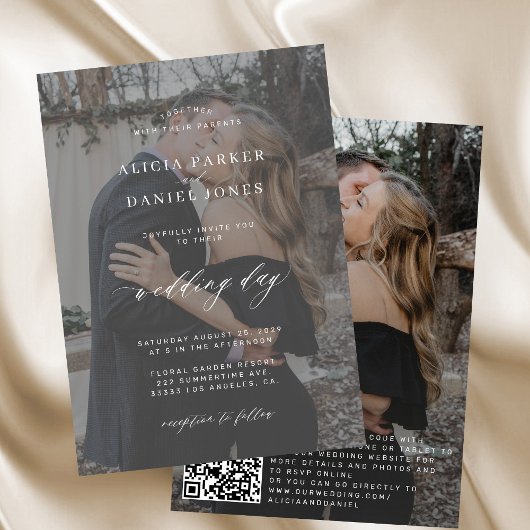 QR CODE fotobedekking moderne elegante bruiloft Kaart
