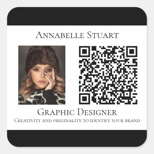 QR-code Fotobedrijf Bedrijf Vierkante Sticker (Voorkant)