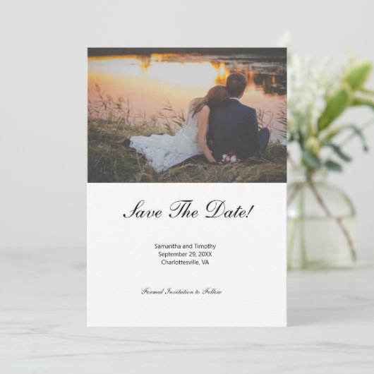 QR Code Fotobruiloft Opslaan van de datum Kaart (Staand voorkant)