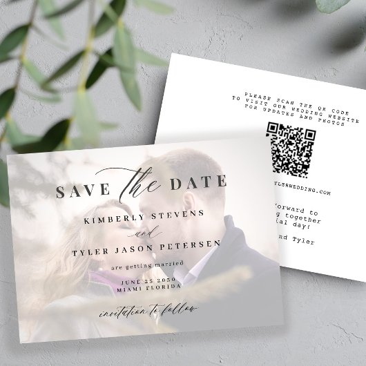 QR CODE fotoelegant script moderne bruiloft Save The Date
