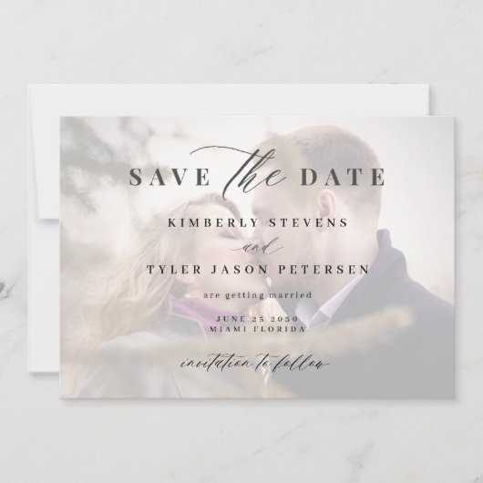 QR CODE fotoelegant script moderne bruiloft Save The Date (Voorkant)