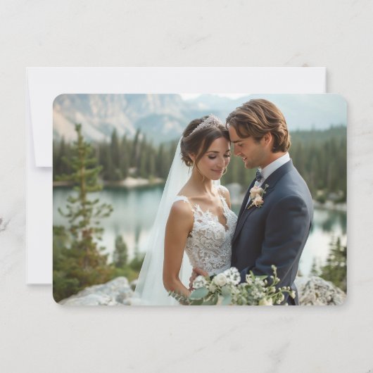 QR Code Fotogalerij Modern Script Bruiloft Bedankkaart (Achterkant)