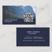 QR Code Fotograaf Navy Blue Visitekaartje (Voorkant / Achterkant)