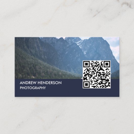 QR Code Fotograaf Navy Blue Visitekaartje (Voorkant)