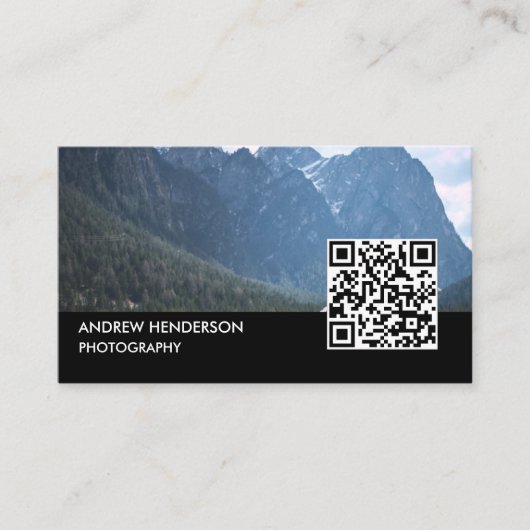 QR Code Fotograaf Zwart Visitekaartje (Voorkant)