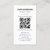 QR-code fotokaart voor artiesten Visitekaartje (Achterkant)