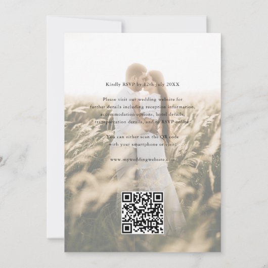 QR Code Fotokalligrafie Elegante bruiloft Kaart (Achterkant)