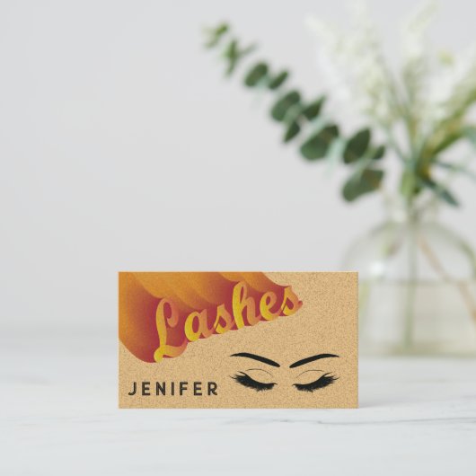 QR code Funky retro pastel wimpers na verzorging Visitekaartje (Staand voorkant)