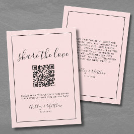 QR Code Gast Foto Delen Blush Roze Trouwdag Informatiekaartje