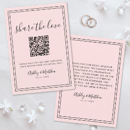 QR Code Gast Foto Delen Blush Roze Trouwdag Informatiekaartje