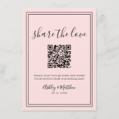 QR Code Gast Foto Sharing Blush Roze Bruiloft Informatiekaartje (Voorkant)