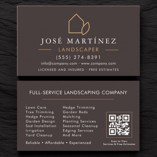 QR Code Gazonverzorging Tuin Landschapsarchitect Visitekaartje