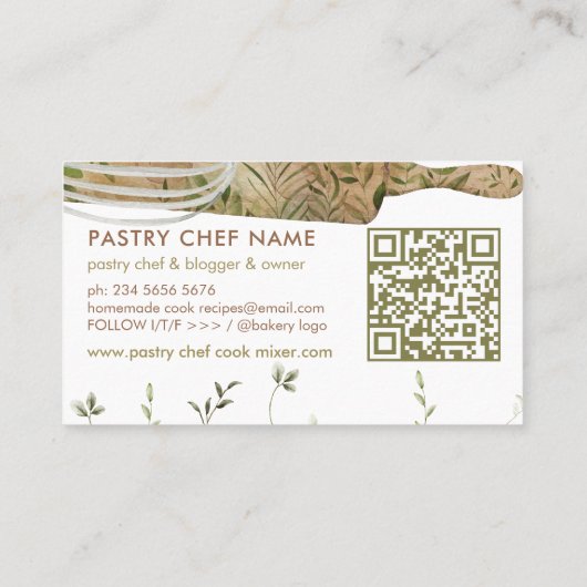 QR Code Gebak Chef Catering Cake Maker Visitekaartje (Achterkant)